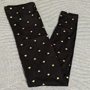 Lularoe TC Gold Bee Leggings